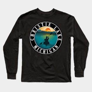 Christie Lake Kayaking Michigan Sunset Long Sleeve T-Shirt